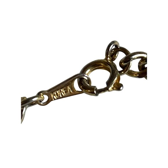 Gold Tone Leaf & Ball Charm Bracelet 7 Inches - Made In Korea - Picture 2 of 5